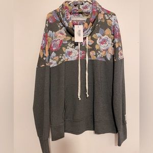 Cowl Neck floral hoodie